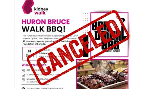 Huron-Bruce Kidney Walk set for tomorrow morning, without Bar Down barbecue