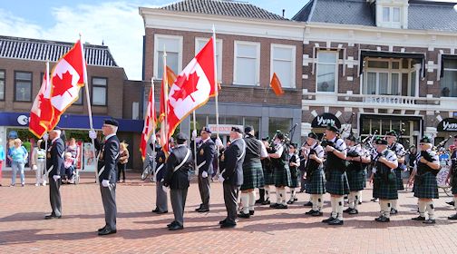 Kincardine Scottish Pipe Band part of parade in Wageningen, Netherlands
