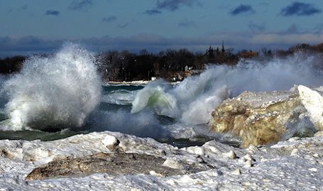 Wild, windy, wavy evening on Lake  Huron at Kincardine